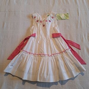 Polly Flinders girls white 2T dress with floral embroidery, New